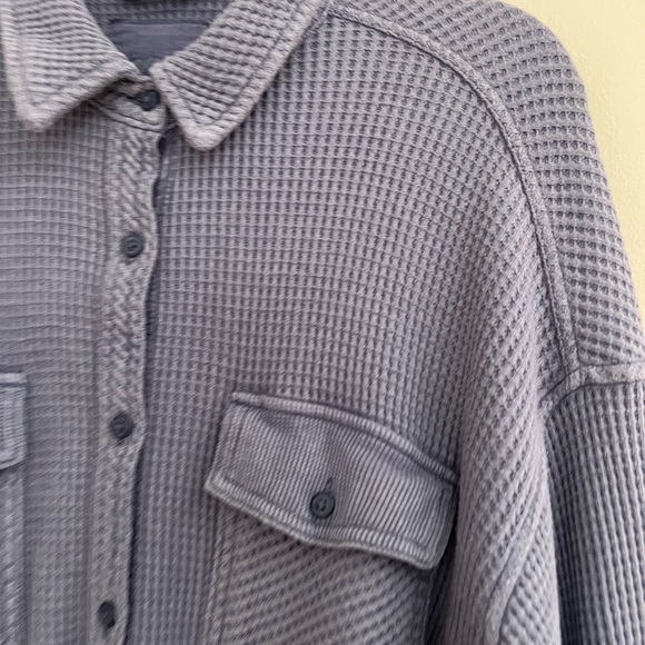 Aerie Blue Button Down Waffle Shirt - Picture 8 of 12